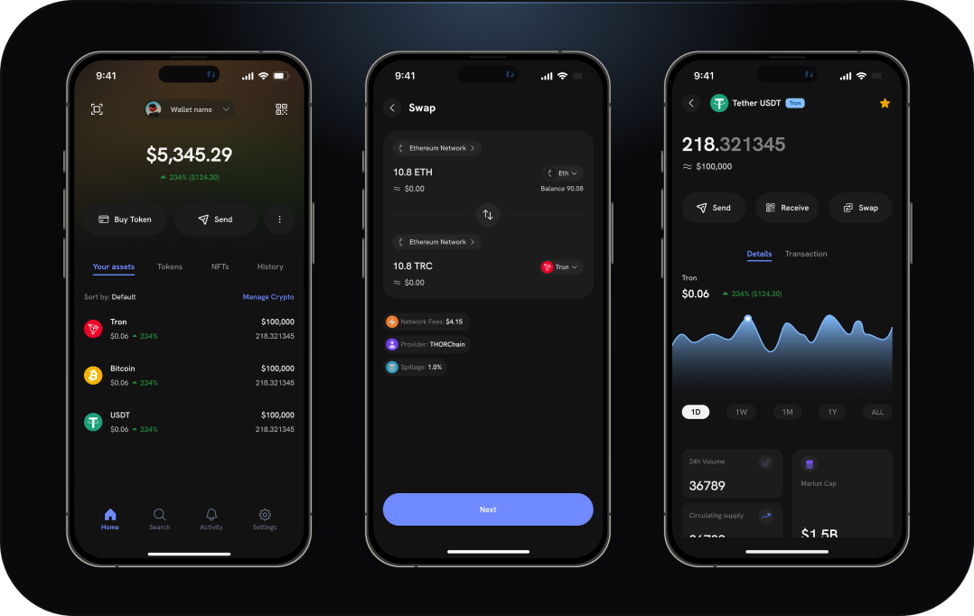 Noctar Wallet App Interface